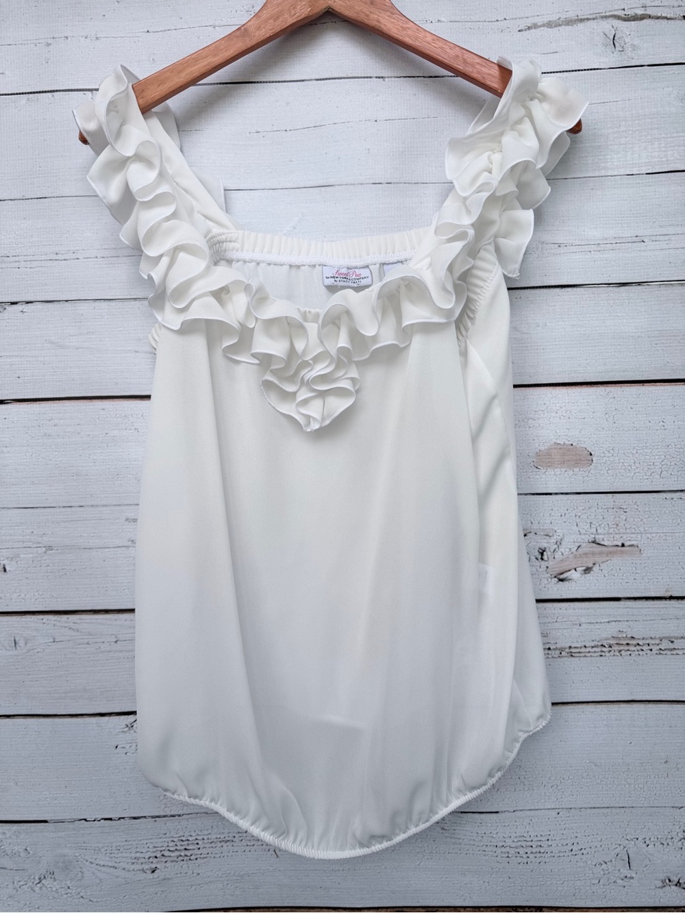 Sweet Pea Cream Ruffle-Trim Sleeveless Camisole